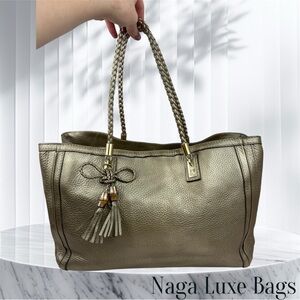 Gucci Bella Tote Leather Metallic Gold